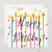 ハッピーバースデーキャンドルと紙吹雪 ノートカード (正面/裏面)