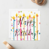 ハッピーバースデーキャンドルと紙吹雪 ノートカード (正面/裏面インサイチュ)