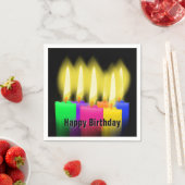 ハッピーバースデーキャンドルオンブラック スタンダードカクテルナプキン (インサイチュ)