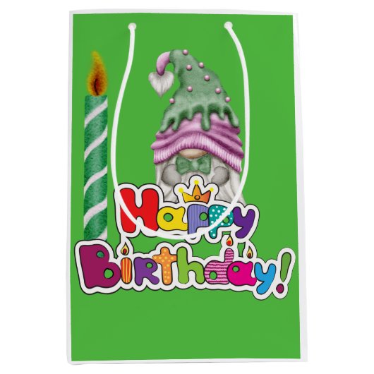 ハッピーバースデーキャンドル格言 ミディアムペーパーバッグ (正面)