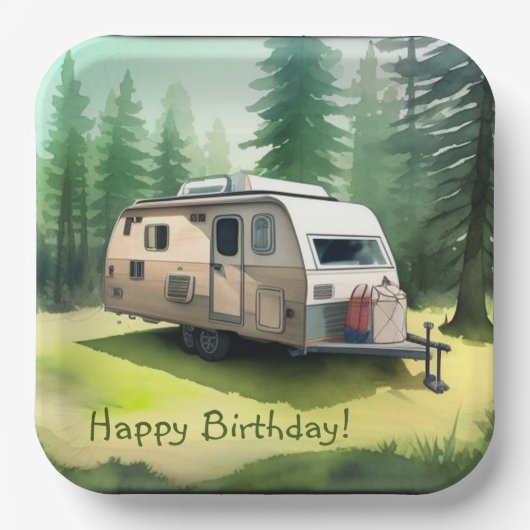 ハッピーバースデーキャンプ ペーパープレート (正面)