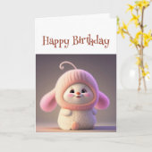 ハッピーバースデーキュテストリトルマンチキンエバーおもしろい カード (黄色い花)