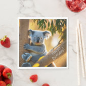 ハッピーバースデーキュートコアラベア スタンダードランチョンナプキン (インサイチュ)