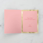 ハッピーバースデーキュートピンクバルーン金ゴールドタイポグラフィ カード (内部)