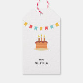 ハッピーバースデーキュート恐竜ケーキバルーンパーティー ギフトタグ (裏面)