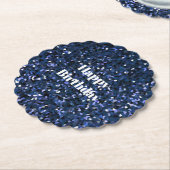 ハッピーバースデーキラキラ青い男の子女の子のパーティー ペーパーコースター (アングル)