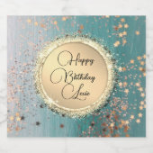 ハッピーバースデーキラティリースターダストオンブルーティール（緑がかった色） リキュールボトルラベル (シングルラベル)