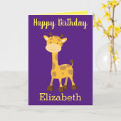 ハッピーバースデーキリン小さな女の子カード カード (黄色い花)