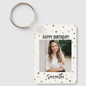 ハッピーバースデーキーチェーン、名前をカスタムする&フォトギフト キーホルダー (正面)