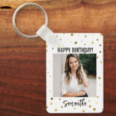 ハッピーバースデーキーチェーン、名前をカスタムする&フォトギフト キーホルダー (正面)