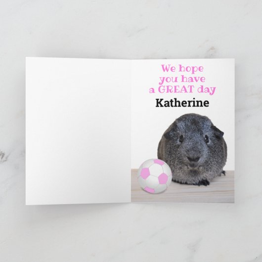 ハッピーバースデーギニアピグピンクホワイトサッカーボール カード (内部)