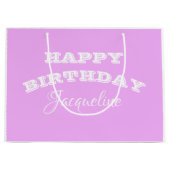 ハッピーバースデーギフトのための彼女のシンプルスクリプトシック ラージペーパーバッグ (正面)