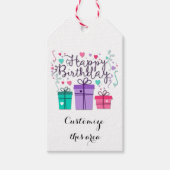 ハッピーバースデーギフトボックスカスタマイズオン白 ギフトタグ (正面)