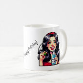 ハッピーバースデーギフトマグ(ひねり付ユーモアのあるき) コーヒーマグカップ (正面右)