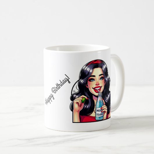 ハッピーバースデーギフトマグ(ひねり付ユーモアのあるき) コーヒーマグカップ (正面右)