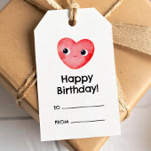 ハッピーバースデーギフトラベル水彩ハート ギフトタグ