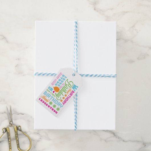 ハッピーバースデーギフトラベル ギフトタグ (より糸付き)