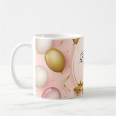 ハッピーバースデーギフト愛ケーキ金ゴールドピンク風船 コーヒーマグカップ (左)