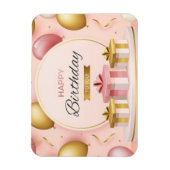 ハッピーバースデーギフト愛ケーキ金ゴールドピンク風船 マグネット (縦)