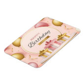 ハッピーバースデーギフト愛ケーキ金ゴールドピンク風船 マグネット (左側)