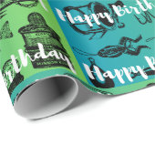 ハッピーバースデーギフト紙、魚釣り、漁師ギフト ラッピングペーパー (ロールコーナー)