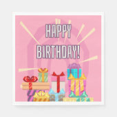 ハッピーバースデーギフトonピンクナプキンズ スタンダードランチョンナプキン (正面)