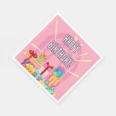 ハッピーバースデーギフトonピンクナプキンズ スタンダードランチョンナプキン (角)