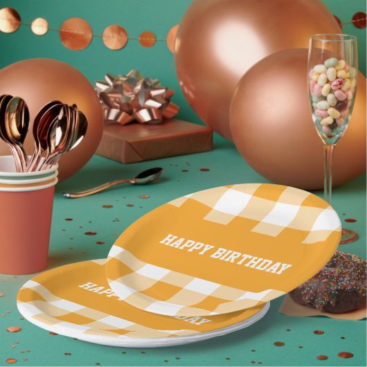ハッピーバースデーギンガム ペーパープレート (複数)