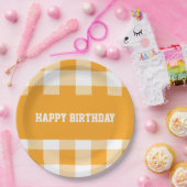 ハッピーバースデーギンガム ペーパープレート (パーティー)