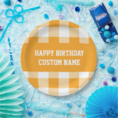 ハッピーバースデーギンガム ペーパープレート (パーティー)