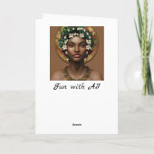 ハッピーバースデークイーン，美しいアフリカ系アメリカ人 カード (裏面)