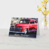 ハッピーバースデークラシックな車の挨拶状 カード (黄色い花)