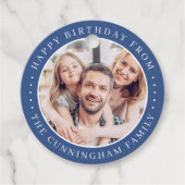 ハッピーバースデークラシックシンプルの家族写真 フェイバータグ (正面)