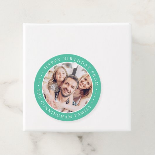 ハッピーバースデークラシックシンプルの家族写真 フェイバータグ (インサイチュ)