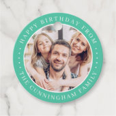 ハッピーバースデークラシックシンプルの家族写真 フェイバータグ (正面)