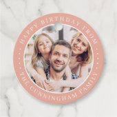 ハッピーバースデークラシックシンプルの家族写真 フェイバータグ (正面)