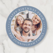 ハッピーバースデークラシックシンプルの家族写真 フェイバータグ (裏面)