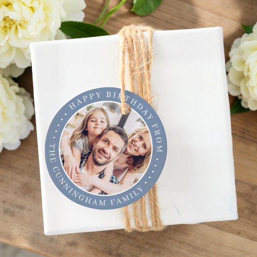 ハッピーバースデークラシックシンプルの家族写真 フェイバータグ
