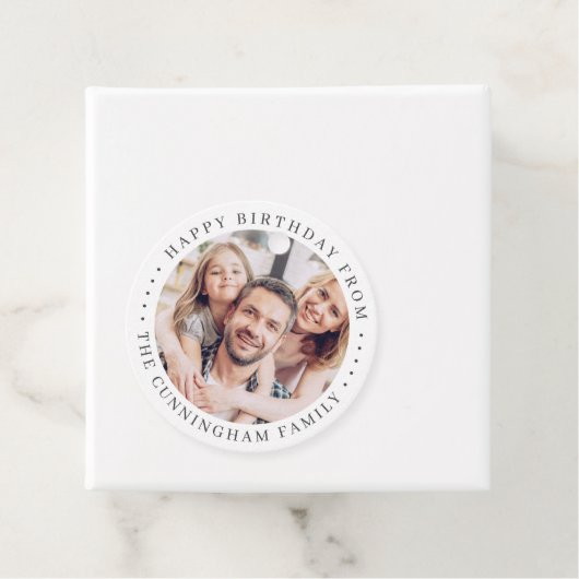 ハッピーバースデークラシックシンプルの家族写真 フェイバータグ (インサイチュ)