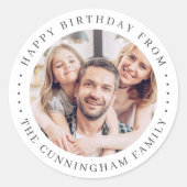 ハッピーバースデークラシックシンプルの家族写真 ラウンドシール (正面)
