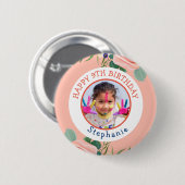 ハッピーバースデークラシックシンプル写真 缶バッジ (正面&裏面)