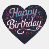 ハッピーバースデークラシックラウンドステッカー ハートシール (正面)