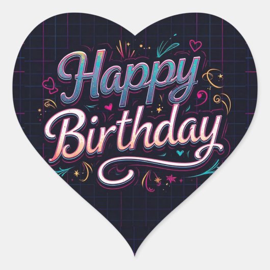 ハッピーバースデークラシックラウンドステッカー ハートシール