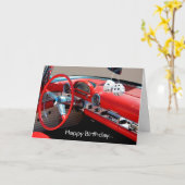 ハッピーバースデークラシック車の恋人グリーティングカード カード (黄色い花)