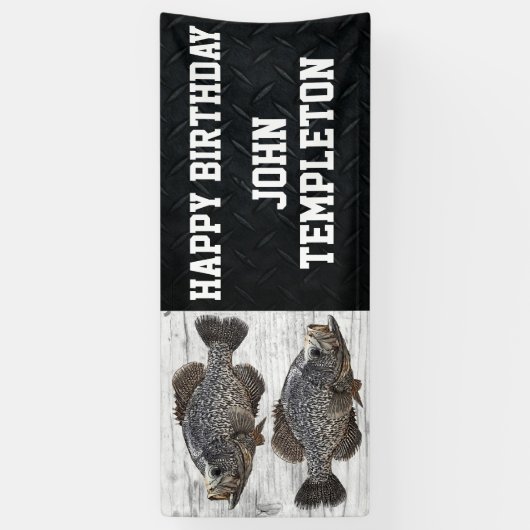 ハッピーバースデークラッピー魚釣りアングラーパーティー 横断幕 (縦)