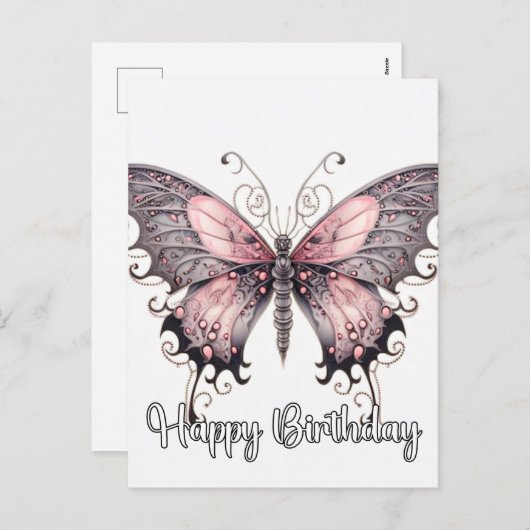 ハッピーバースデークリエイティブバタフライデザイン シーズンポストカード (正面/裏面)
