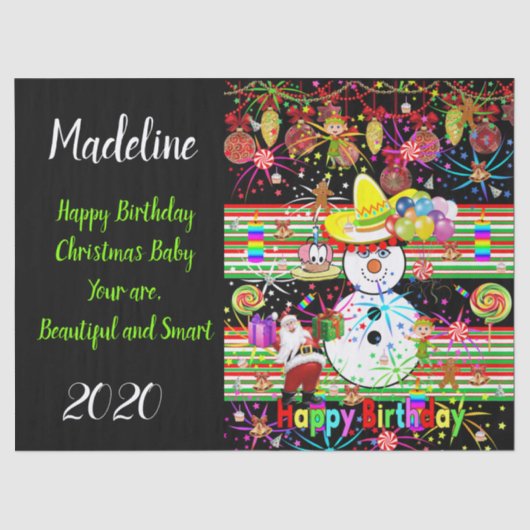 ハッピーバースデークリスマスティッシュペーパー 薄葉紙 (正面)