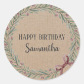 ハッピーバースデークリスマスフローラリースクラフトクラス ラウンドシール (正面)