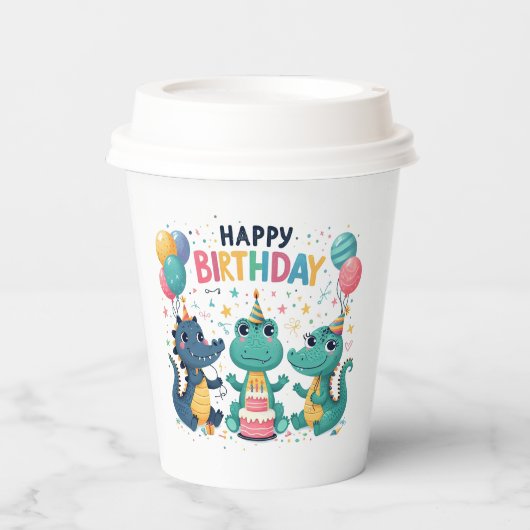 ハッピーバースデークロコディレス紙カップ 紙コップ (正面)