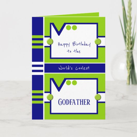 ハッピーバースデークールゴッドファーザー青と緑 カード (正面)
